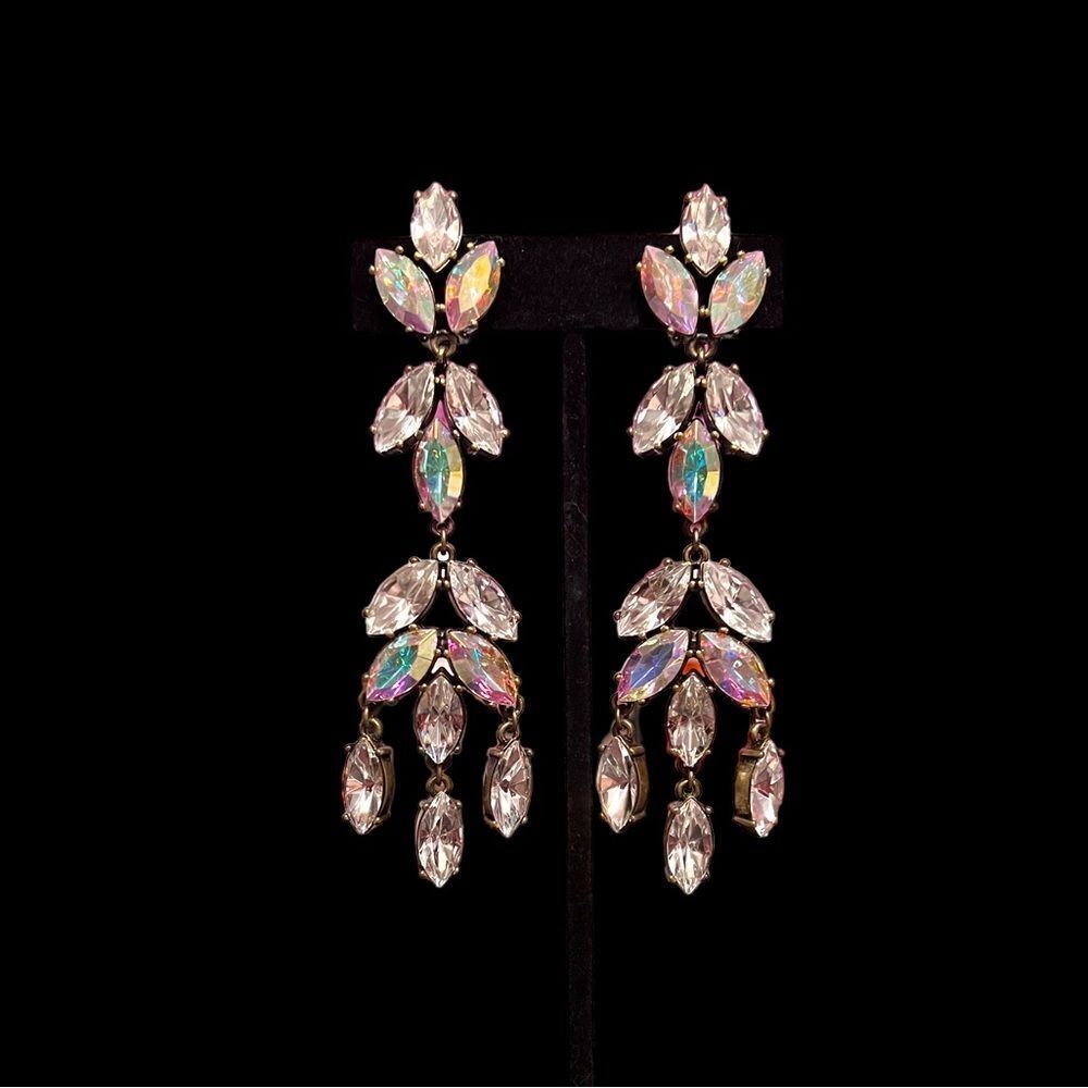 Sequin Aurora Borealis Rhinestone Long Dangle Sta… - image 3